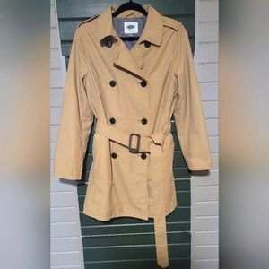 Old Navy Khaki Double Breasted Trench Coat Size Medium